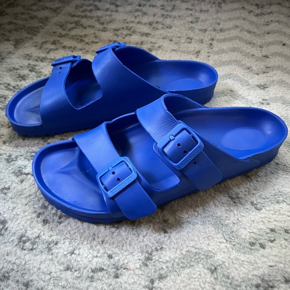 Birkenstock Arizona Essentials EVA Blue Slides Pool Shoes Double Buckle Sandals - Picture 3 of 14